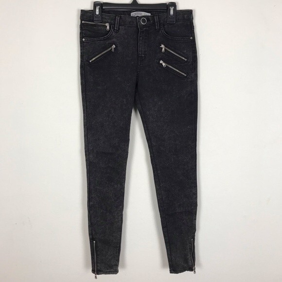 Zara Basic Z1975 Denim Zipper Skinny Jeggings- Mid Rise- Dark Wash- Size 4 - Picture 1 of 4
